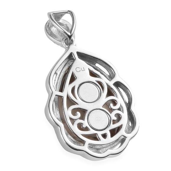 Peanut Wood Jasper Pendant in Platinum Over Copper - Picture 3 of 3